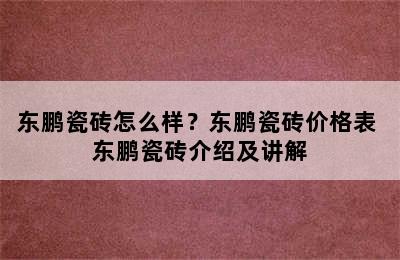 东鹏瓷砖怎么样？东鹏瓷砖价格表 东鹏瓷砖介绍及讲解